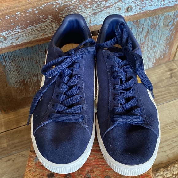 Puma Navy Suede Tennis Shoe - Picture 4 of 10